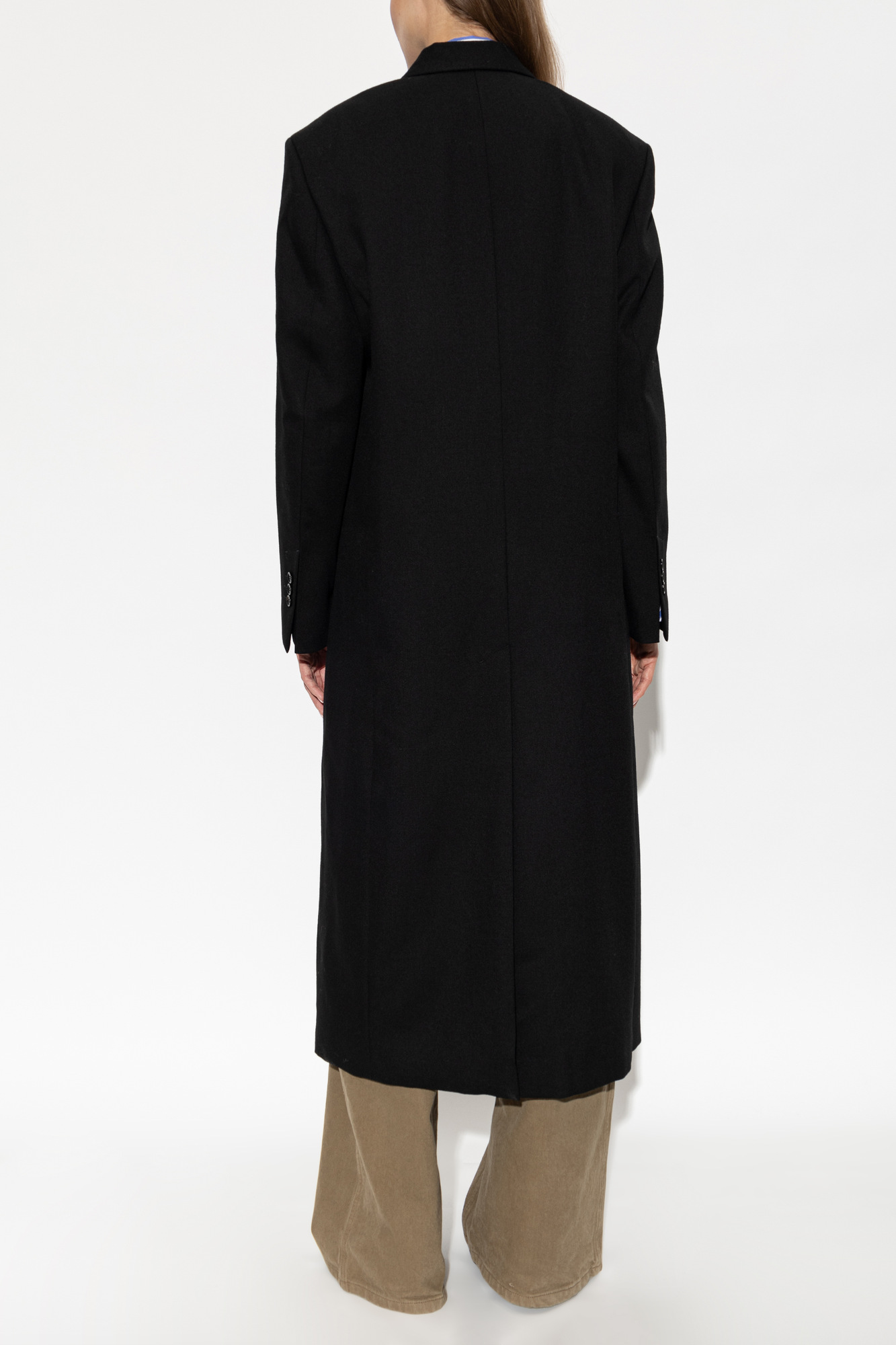 Ami Alexandre Mattiussi Black Wool Coat with Single Back Vent